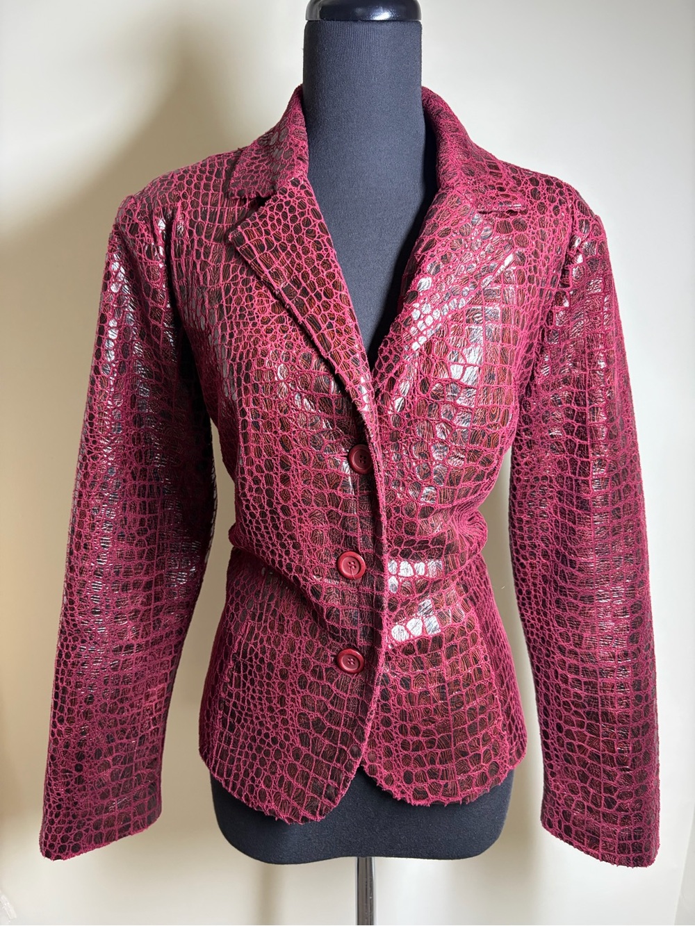 Bamboo Traders Burgundy Croc-Embossed Blazer